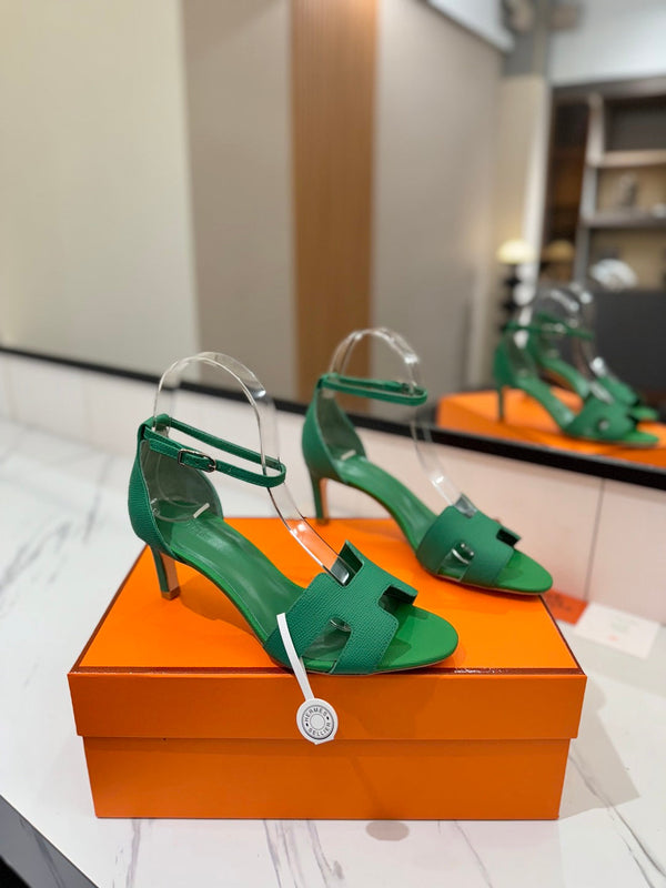 HM Joy 65mm Heeled Sandals Green Cowhide 294910