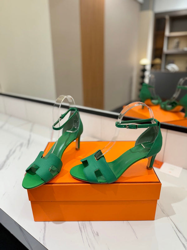 HM Joy 65mm Heeled Sandals Green Cowhide 294910