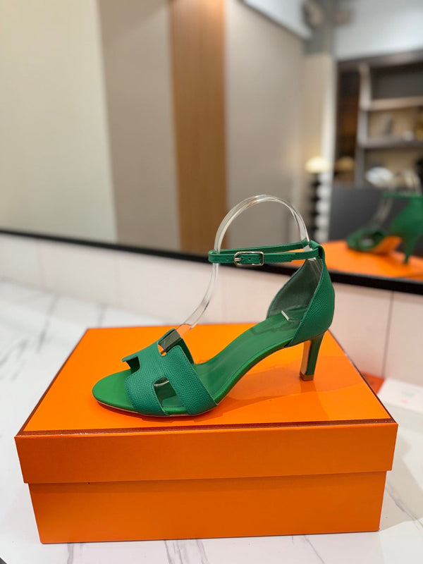HM Joy 65mm Heeled Sandals Green Cowhide 294910