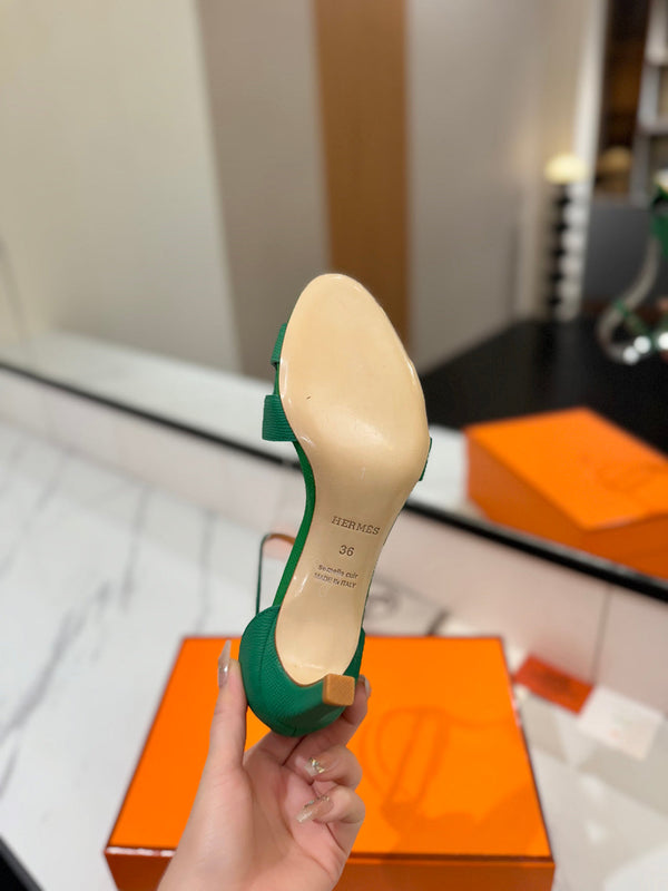 HM Joy 65mm Heeled Sandals Green Cowhide 294910