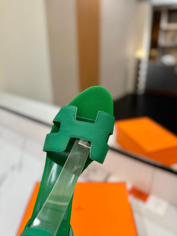 HM Joy 65mm Heeled Sandals Green Cowhide 294910