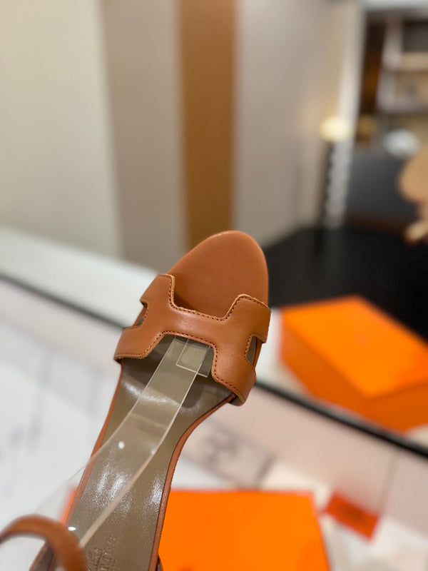 HM Joy 90mm Heeled Sandals Brown Flat Cowhide 294921