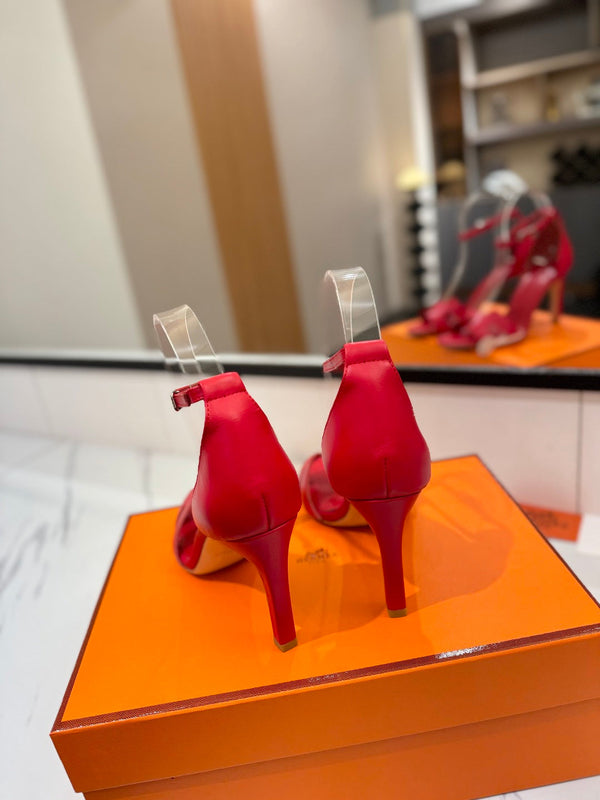 HM Joy 90mm Heeled Sandals Red Flat Cowhide 294922