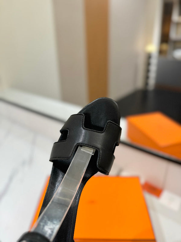 HM Joy 65mm Heeled Sandals Black Flat Cowhide 294926