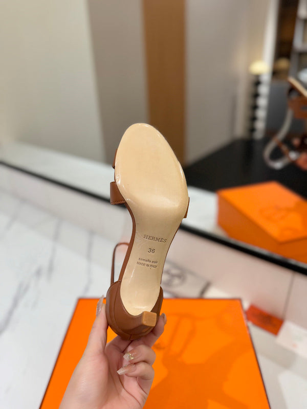 HM Joy 65mm Heeled Sandals Brown Flat Cowhide 294927