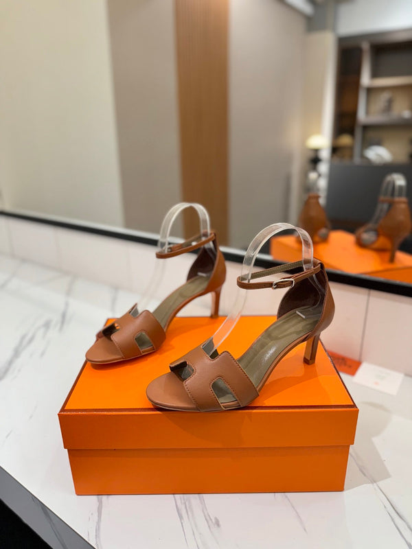 HM Joy 65mm Heeled Sandals Brown Flat Cowhide 294927