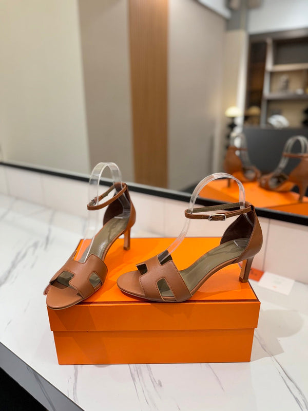 HM Joy 65mm Heeled Sandals Brown Flat Cowhide 294927