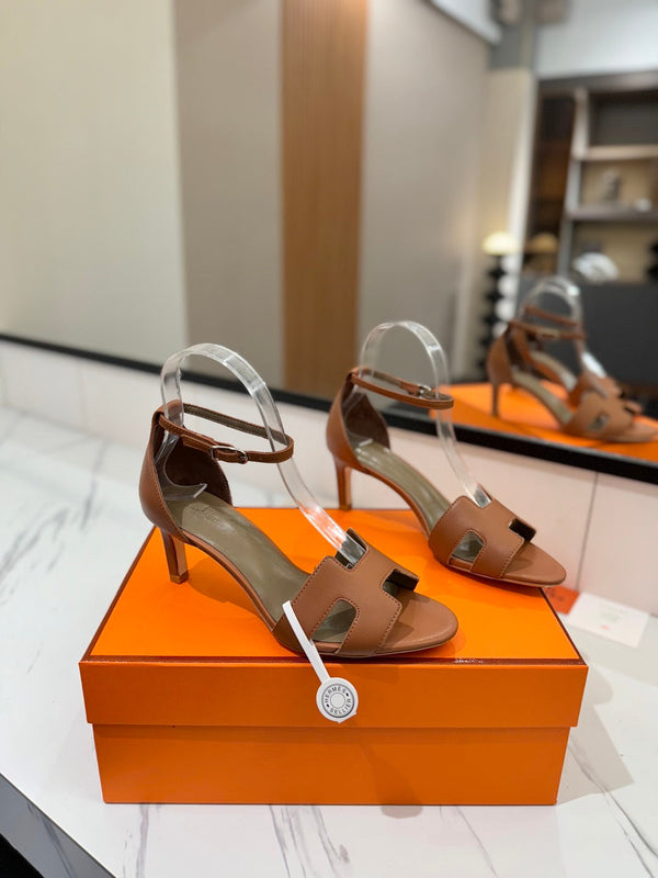 HM Joy 65mm Heeled Sandals Brown Flat Cowhide 294927