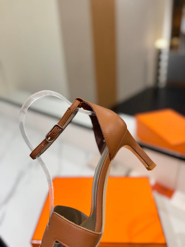 HM Joy 65mm Heeled Sandals Brown Flat Cowhide 294927