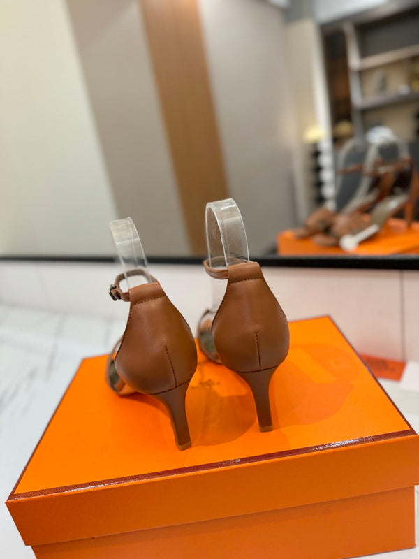 HM Joy 65mm Heeled Sandals Brown Flat Cowhide 294927