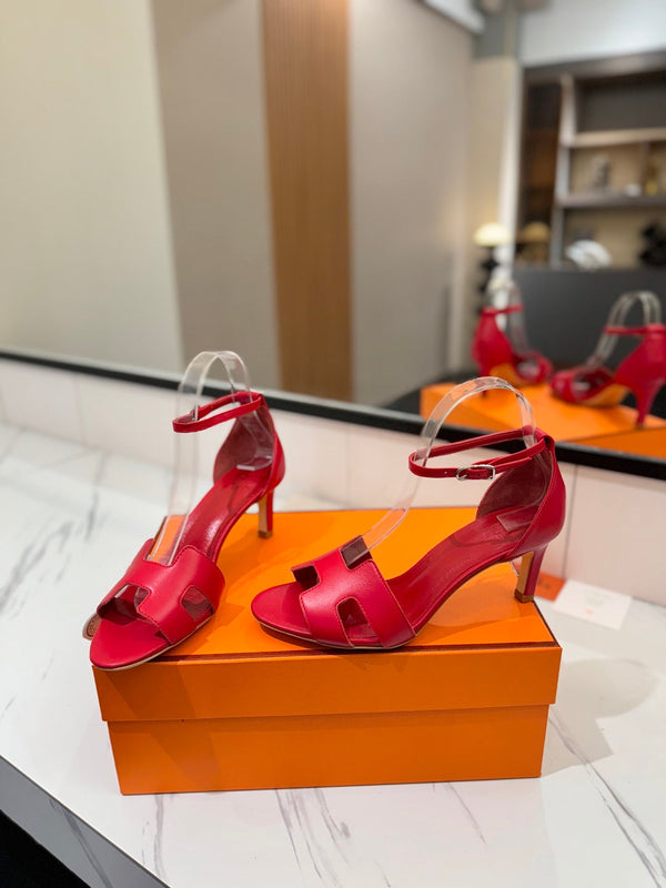 HM Joy 65mm Heeled Sandals Red Flat Cowhide 294928