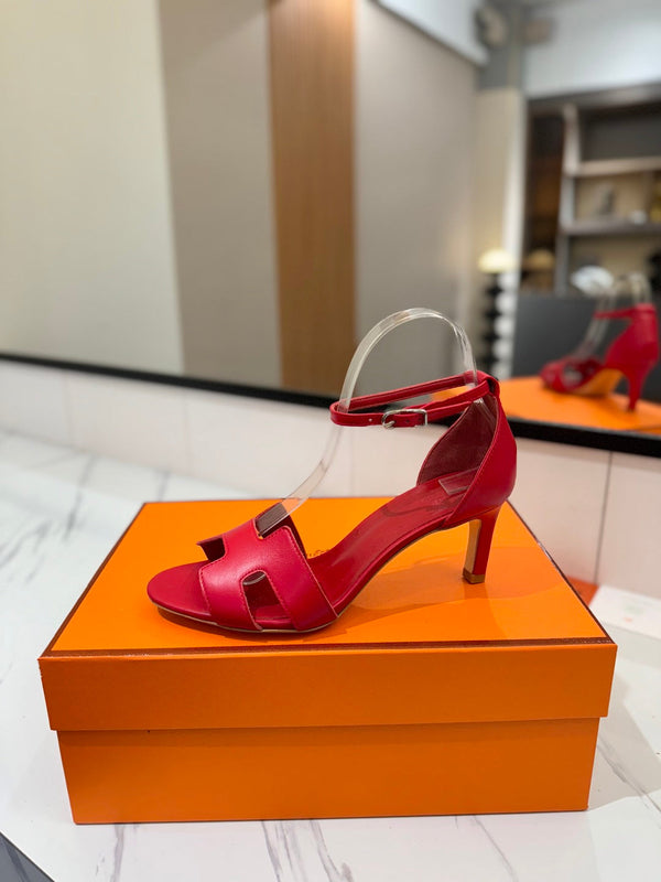 HM Joy 65mm Heeled Sandals Red Flat Cowhide 294928