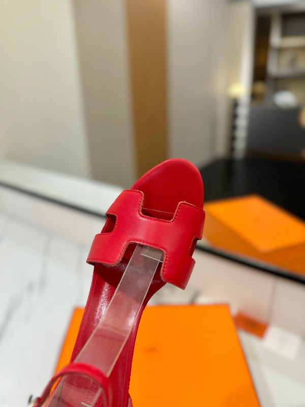 HM Joy 65mm Heeled Sandals Red Flat Cowhide 294928