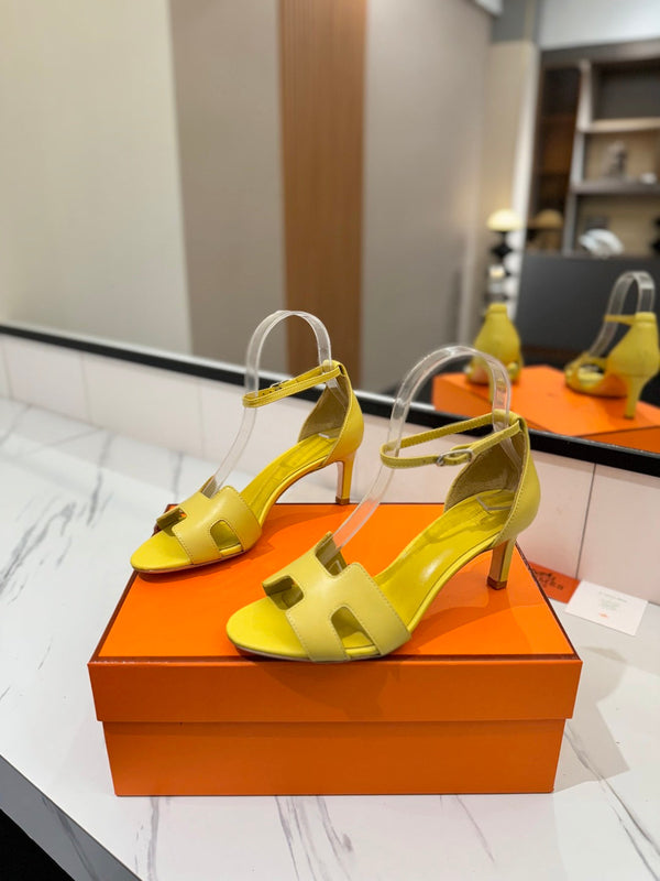 HM Joy 65mm Heeled Sandals Yellow Flat Cowhide 294929