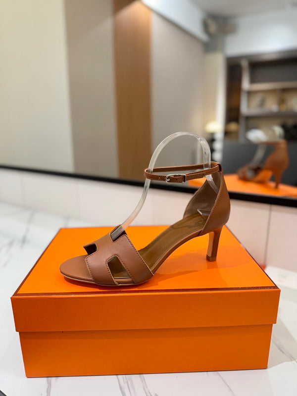 HM Joy 65mm Heeled Sandals Brown Flat Cowhide 294930