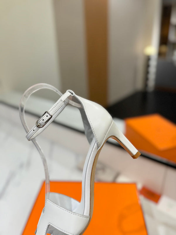 HM Joy 65mm Heeled Sandals White Flat Cowhide 294931