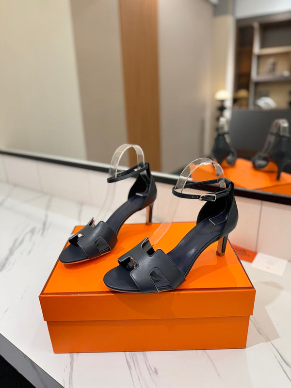 HM Joy 65mm Heeled Sandals Navy Blue Flat Cowhide 294935