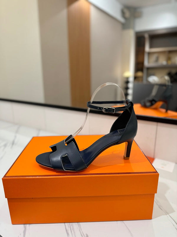 HM Joy 65mm Heeled Sandals Navy Blue Flat Cowhide 294935