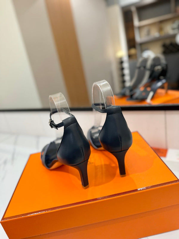 HM Joy 65mm Heeled Sandals Navy Blue Flat Cowhide 294935