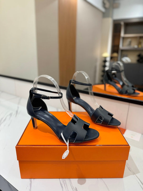 HM Joy 65mm Heeled Sandals Navy Blue Flat Cowhide 294935