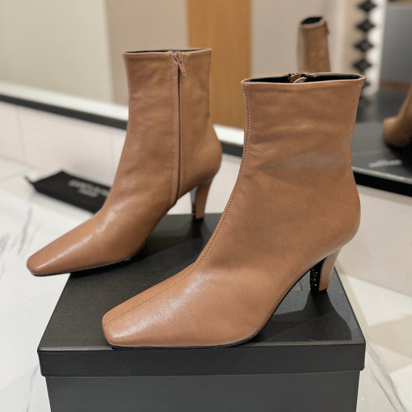YSL 25 High-heeled Boot Light Brown Cowhide 520774