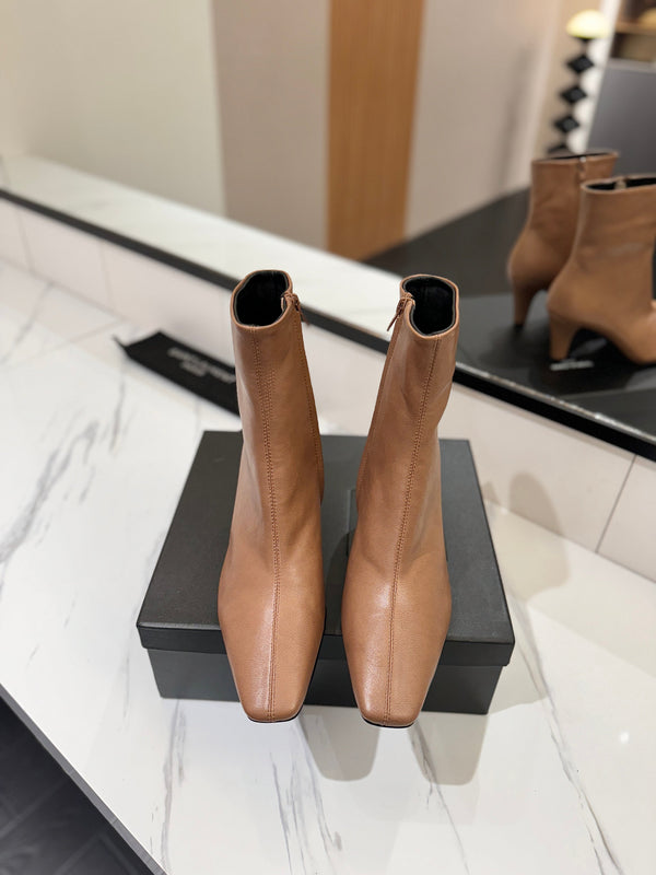 YSL 25 High-heeled Boot Light Brown Cowhide 520774