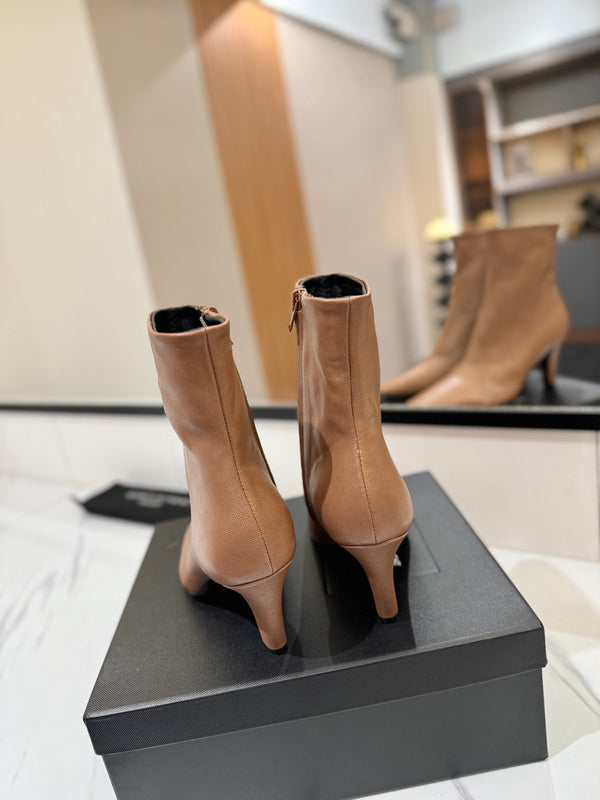YSL 25 High-heeled Boot Light Brown Cowhide 520774