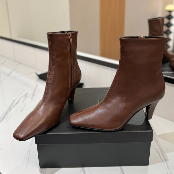 YSL 25 High-heeled Boot Brown Cowhide 520776