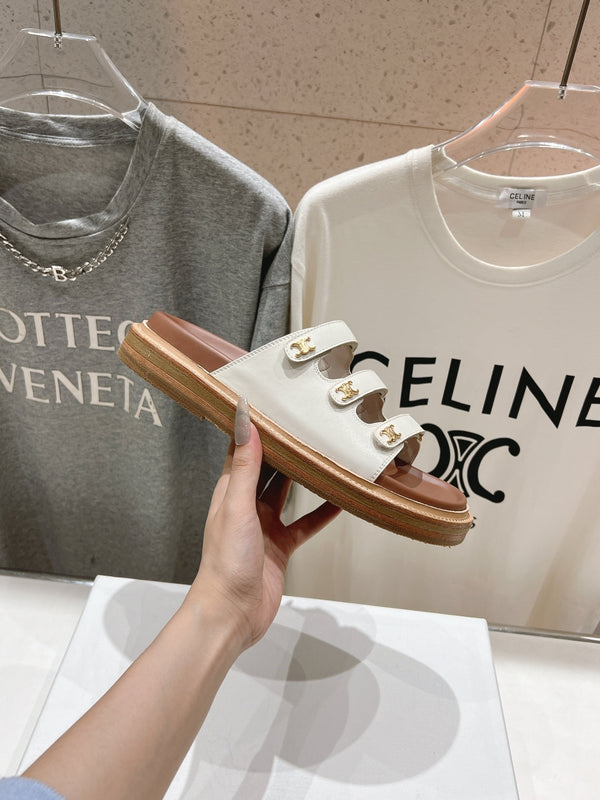 CELINE Dad Sandal Mule White Cowhide 236752