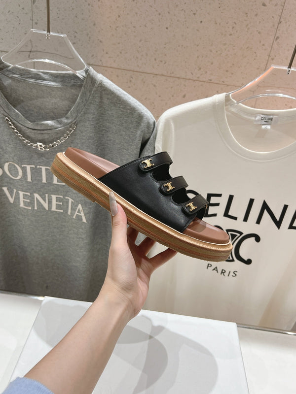 CELINE Dad Sandal Mule Black Cowhide 236753