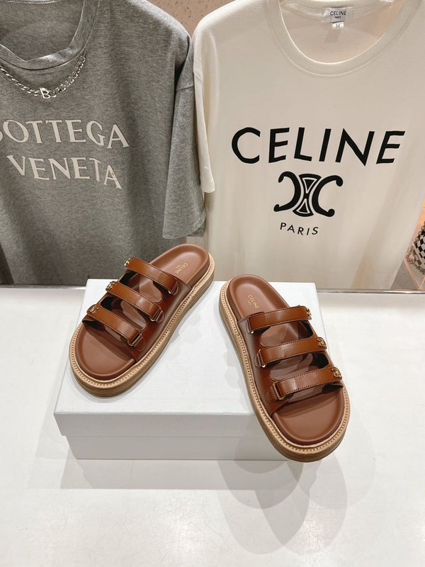 CELINE Dad Sandal Mule Chocolate Cowhide 236754