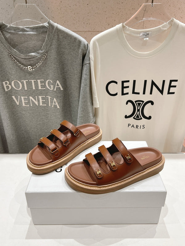 CELINE Dad Sandal Mule Chocolate Cowhide 236754