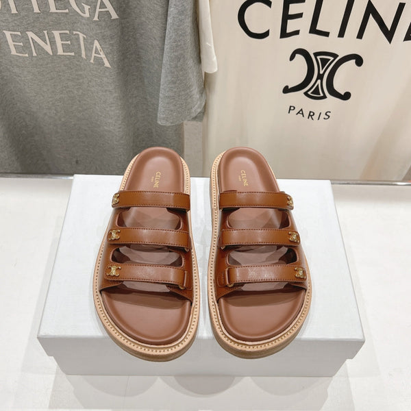 CELINE Dad Sandal Mule Chocolate Cowhide 236754