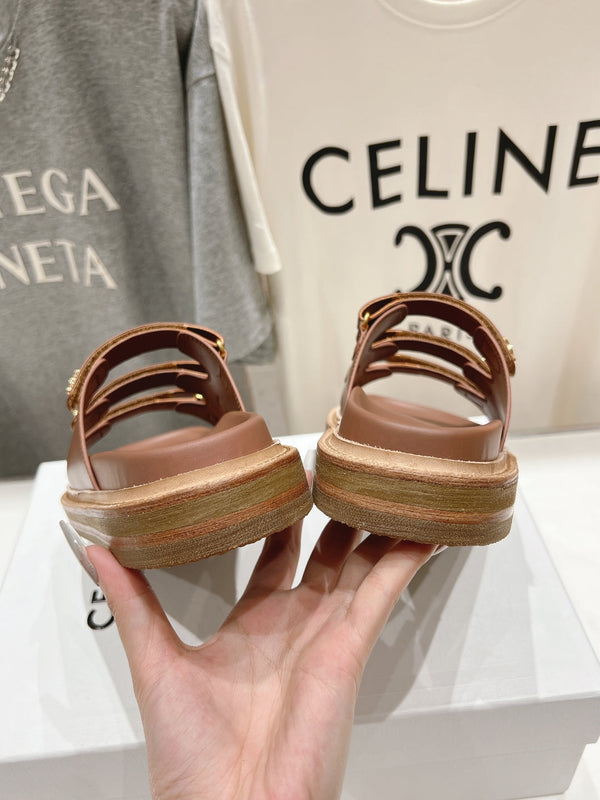 CELINE Dad Sandal Mule Chocolate Cowhide 236754