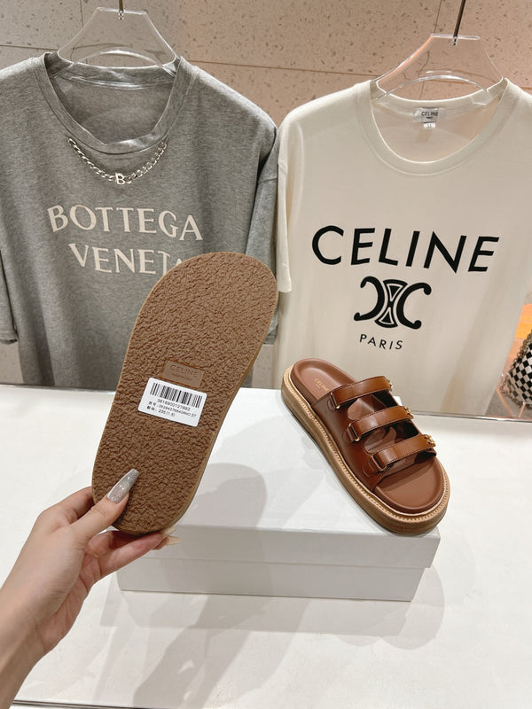 CELINE Dad Sandal Mule Chocolate Cowhide 236754