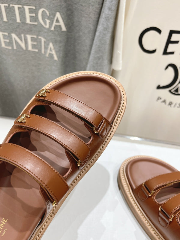 CELINE Dad Sandal Mule Chocolate Cowhide 236754