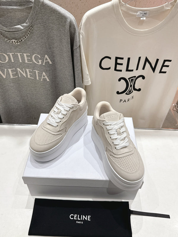 CELINE 25C SNEAKERS WITH WEDGE BEIGE SUEDE 236766