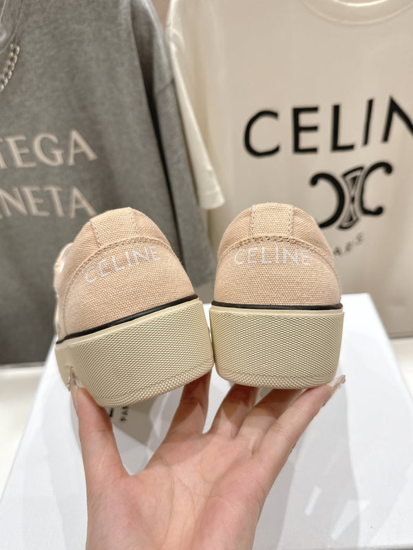CELINE 25C Trainer Sneaker Sofr Apricot Canvas 236761