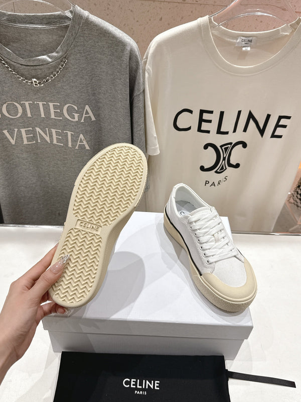 CELINE 25C Trainer Sneaker White Canvas 236763