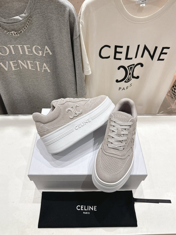 CELINE 25C SNEAKERS WITH WEDGE GRAY SUEDE 236767