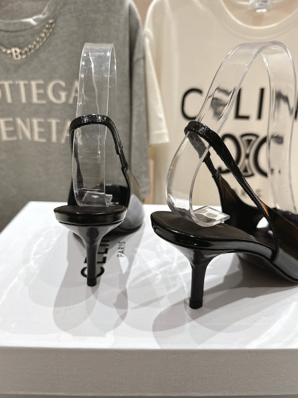 Celine 25C Slingback Pump Black mix Silver Sheepskin 236772