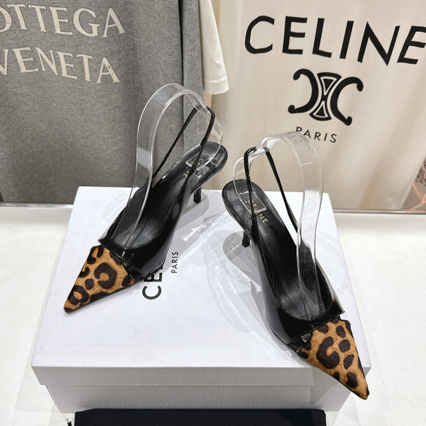 Celine 25C Slingback Pump Black mix Brown Sheepskin 236773