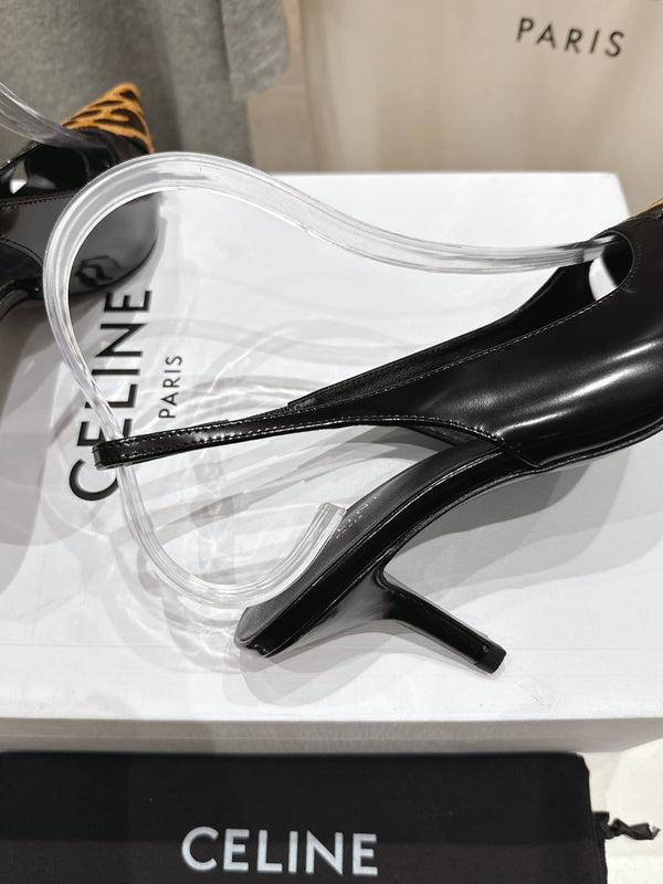 Celine 25C Slingback Pump Black mix Brown Sheepskin 236773