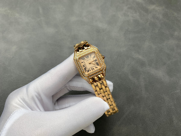 Panthere 27mm Pink Gold Case Diamond Bezel