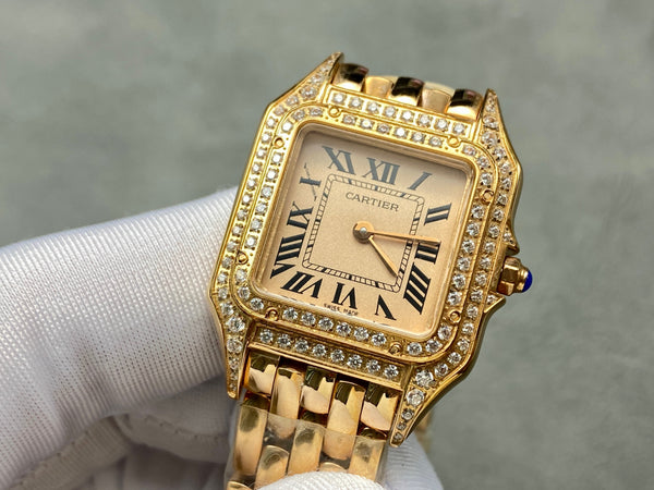 Panthere 27mm Pink Gold Case Diamond Bezel