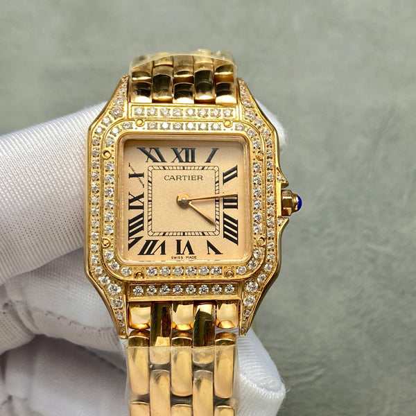 Panthere 27mm Pink Gold Case Diamond Bezel