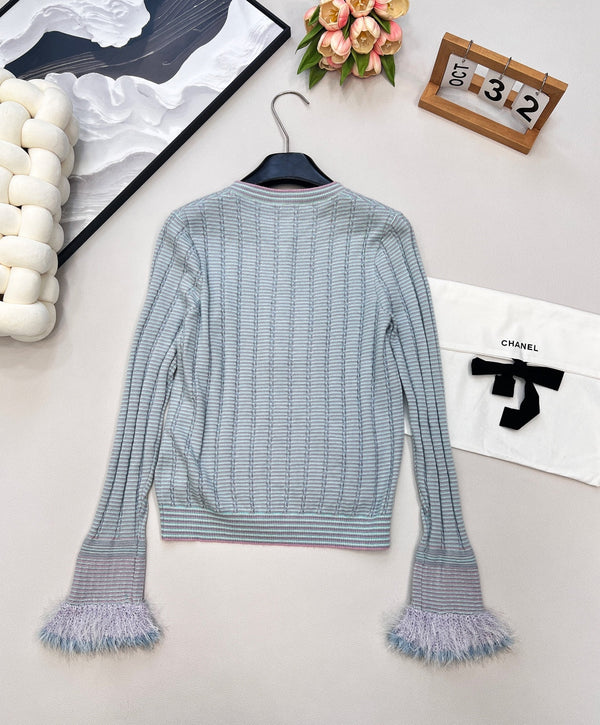 CC 25 Pocket Cardigan Blue Cashmere Cotton