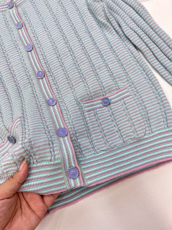 CC 25 Pocket Cardigan Blue Cashmere Cotton