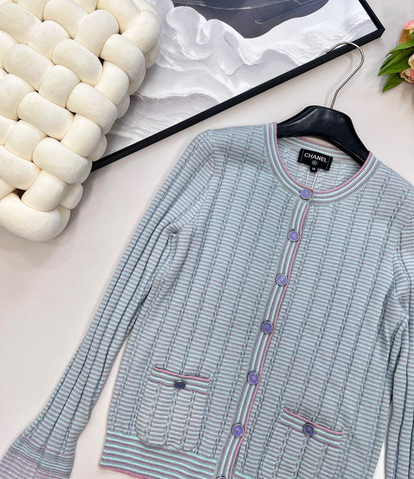 CC 25 Pocket Cardigan Blue Cashmere Cotton