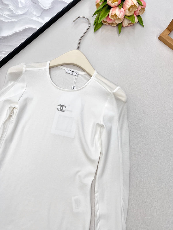 CC 25 Long sleeve T-shirt White And Black Tencel 385T2